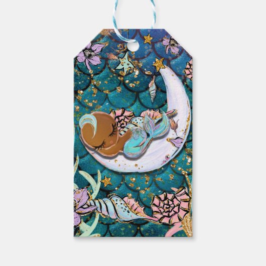 Glam Dark Mermaid Boy Baby shower Birthday Party Cadeaulabel (Voorkant)