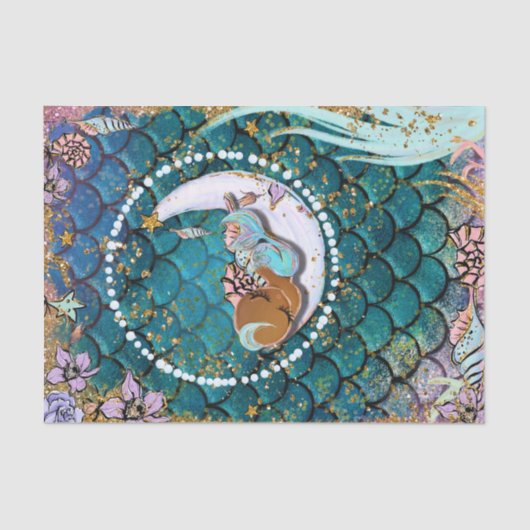 Glam Dark Mermaid Boy Baby shower Birthday Party Tissuepapier (Voorkant)