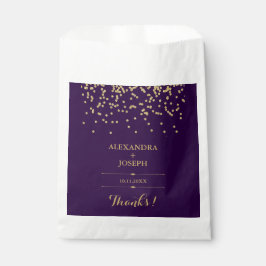 Glam Deep Paarse en gouden Confetti bruiloft Bedankzakje
