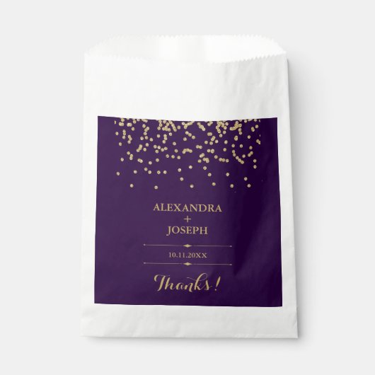 Glam Deep Paarse en gouden Confetti bruiloft Bedankzakje (Voorkant)