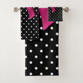 Glam Deep Pink Bow-White Polka Dots-Black Bad Handdoek (Insitu)