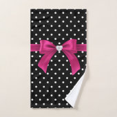 Glam Deep Pink Bow-White Polka Dots-Black Bad Handdoek (Handdoek)