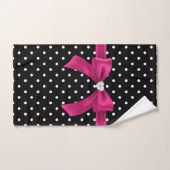 Glam Deep Pink Bow-White Polka Dots-Black Bad Handdoek (Handdoek)