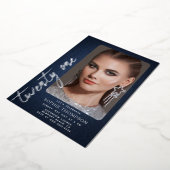 Glam Denim Diamonds Blue Jeans 21e verjaardag Foto Folie Uitnodiging (Gedraaid)