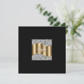 Glam-diamanten, gouden monogram, naam, bericht bedankkaart (Staand voorkant)