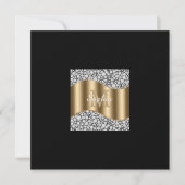 Glam-diamanten, gouden monogram, naam, bericht bedankkaart (Voorkant)