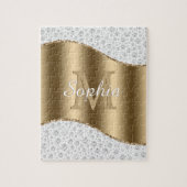 Glam-diamanten, gouden monogram, scriptnaam legpuzzel (Verticaal)