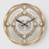 Glam Diamond & Gold Lijst 50e bruiloft Jubileum Grote Klok (Voorkant)