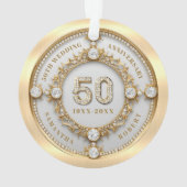 Glam Diamond & Gold Lijst 50e bruiloft Jubileum Ornament (achterkant)