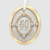 Glam Diamond & Gold Lijst 50e bruiloft Jubileum Ornament (voorkant)