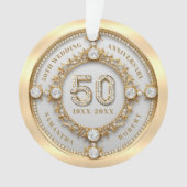 Glam Diamond & Gold Lijst 50e bruiloft Jubileum Ornament (voorkant)