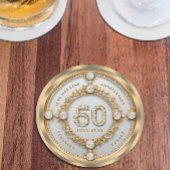 Glam Diamond & Gold Lijst 50e bruiloft Jubileum Ronde Kartonnen Onderzetter