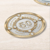 Glam Diamond & Gold Lijst 50e bruiloft Jubileum Ronde Kartonnen Onderzetter (Gebogen)