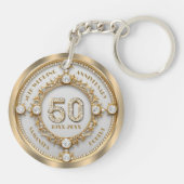Glam Diamond & Gold Lijst 50e bruiloft Jubileum Sleutelhanger (Achterkant)