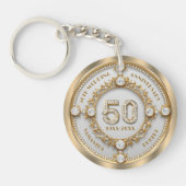 Glam Diamond & Gold Lijst 50e bruiloft Jubileum Sleutelhanger (Voorkant)
