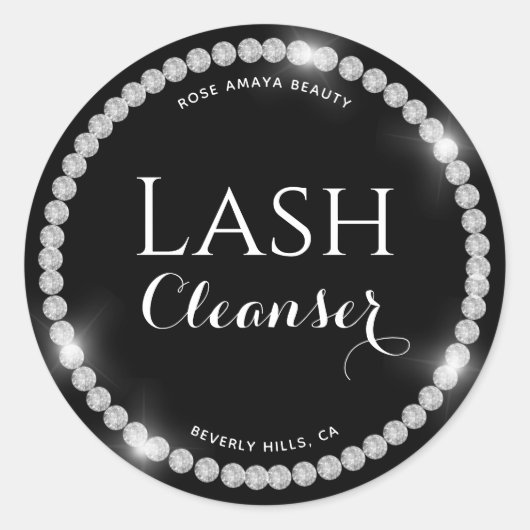 Glam Diamond Luxurious Lash Cleanser Ronde Sticker (Voorkant)