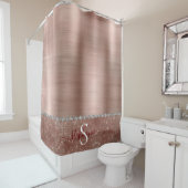 Glam Diamond Sparkle Personalized Roos Douchegordijn (In situ)