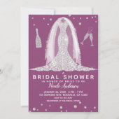 Glam Diamond Trouwjurk Berry Vrijgezellenfeest Kaart (Voorkant)