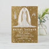 Glam Diamond Trouwjurk Goud Vrijgezellenfeest Kaart (Staand voorkant)