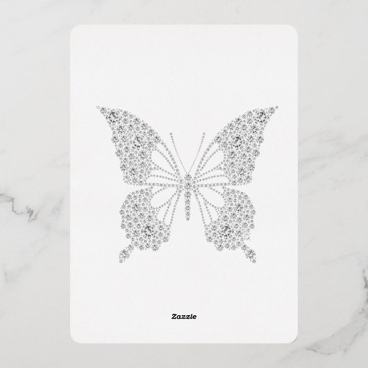 Glam Diamonds Butterflies Vrijgezellenfeest Folie Uitnodiging (Achterkant)