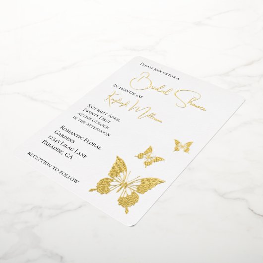 Glam Diamonds Butterflies Vrijgezellenfeest Folie Uitnodiging (Gedraaid)