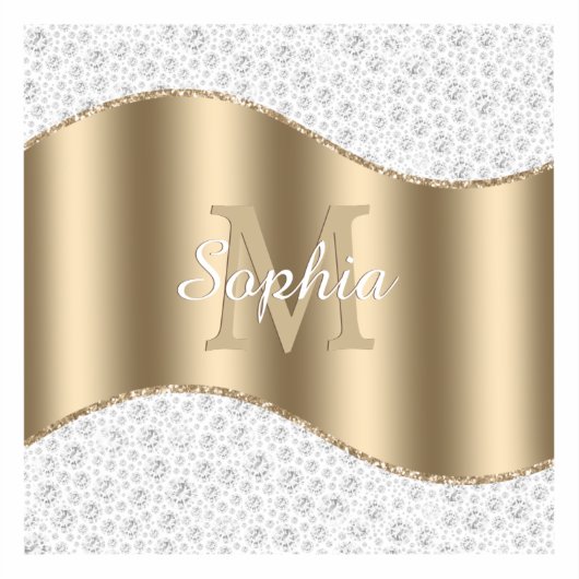 Glam Diamonds, Goud Monogram, Script Naam Sticker (Voorkant)