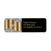 Glam Diamonds, Gouden Monogram, Naam & Adres Etiket (Voorkant)