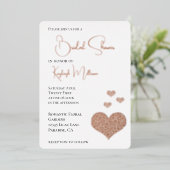 Glam Diamonds Heart Vrijgezellenfeest Folie Uitnodiging (Staand Voorkant)