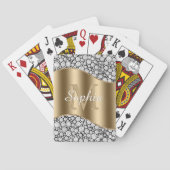 Glam Diamonds on Black, Gold Monogram, Script Naam Pokerkaarten (Achterkant)