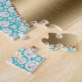 Glam Diamonds op Blauwgroen, Gouden Monogram, Scri Legpuzzel (Zijkant)