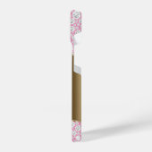 Glam Diamonds op Roze, Gouden Monogram, Script Naa iPhone Hoesje (Linkerkant)