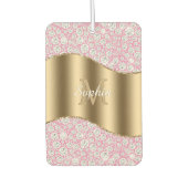 Glam Diamonds op Roze, Gouden Monogram, Script Naa Luchtverfrisser (Voorkant)