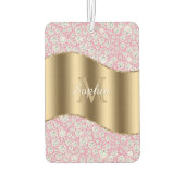 Glam Diamonds op Roze, Gouden Monogram, Script Naa Luchtverfrisser (Achterkant)