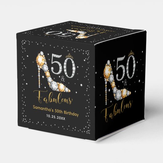 Glam Diamonds Vijftig en Fabulous 50ste verjaardag Bedankdoosjes (Achterkant)