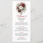 Glam Diep Rode Bloemen Eucalyptus Gouden Menu Kaar (Voorkant)