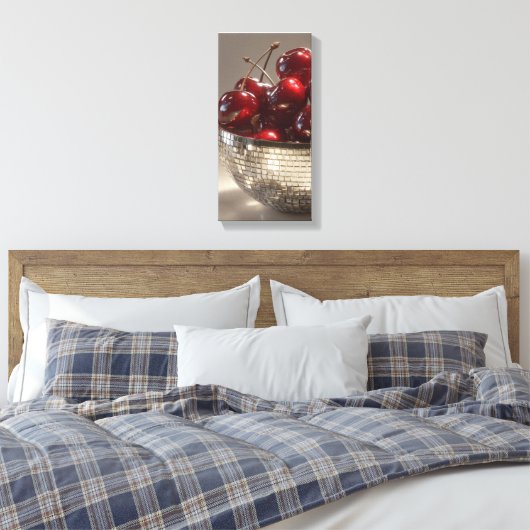 Glam Disco Bowl Cherries Still Life Pop Art Canvas Afdruk (Insitu (Slaapkamer))