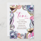 Glam Disco Espresso Martini Pink Birthday Party Kaart (Voorkant)