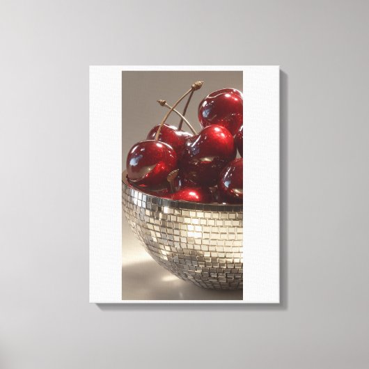 Glam Disco Kom Met Kersen Stilleven Pop Art  Canvas Afdruk (Voorkant)