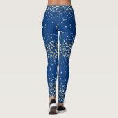 Glam Diva Feestelijk Goud Glitterij Royal Blue Par Leggings (Achterkant)