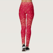 Glam Diva Gold Glittery Christmas Red Party Leggings (Achterkant)
