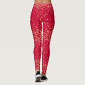 Glam Diva Goud Glitterig Kerstfeest Rood Feest Leggings (Achterkant)