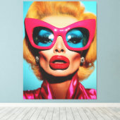 Glam Diva in retrotinten Canvas Afdruk (Insitu (Houten vloer))