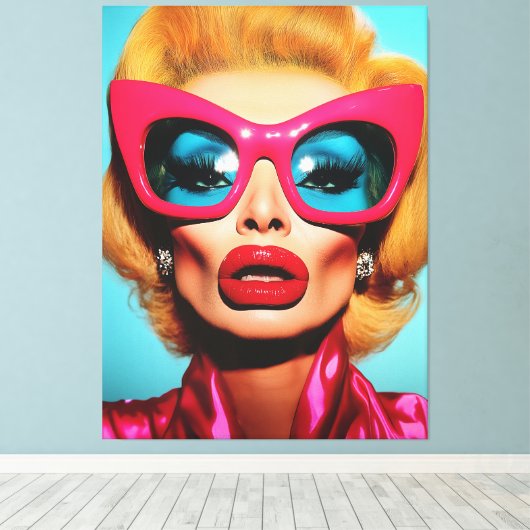Glam Diva in retrotinten Canvas Afdruk (Insitu (Houten vloer))