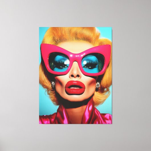 Glam Diva in retrotinten Canvas Afdruk (Voorkant)