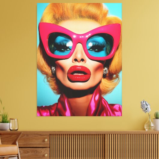 Glam Diva in retrotinten Canvas Afdruk (Insitu (Woonkamer))
