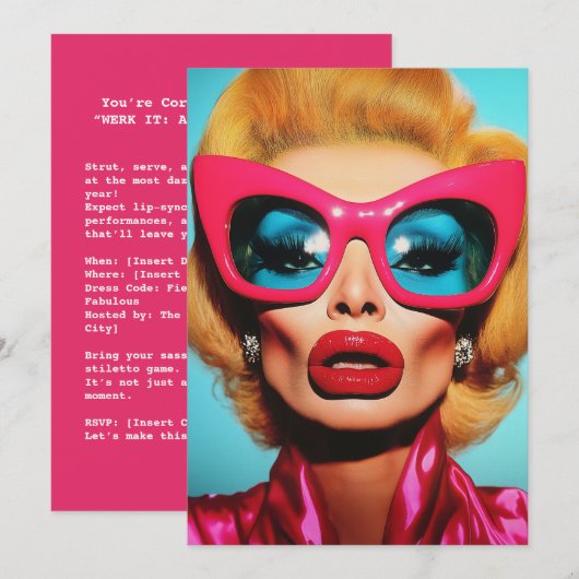 Glam Diva in retrotinten Kaart (Voorkant / Achterkant)