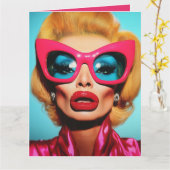 Glam Diva in retrotinten Kaart (Gele Bloem)