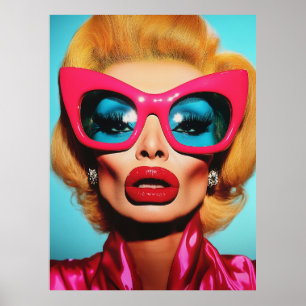 Glam Diva in retrotinten Poster