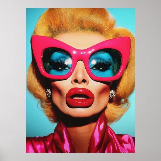 Glam Diva in retrotinten Poster (Voorkant)