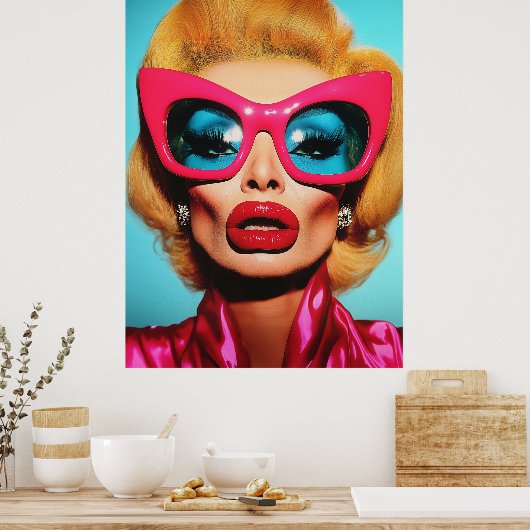 Glam Diva in retrotinten Poster (Keuken)
